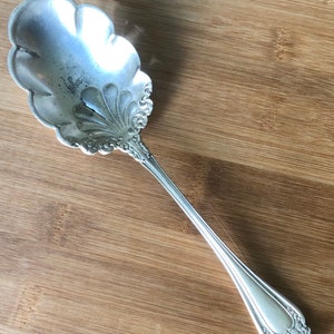 Antique AMERICAN Silver 1900 OREGON Shell Bowl Berry/Casserole Spoon 8 5/8&quot;