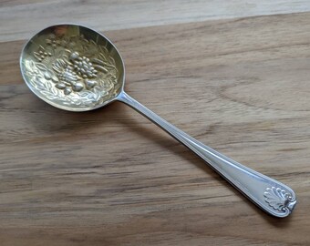 Vintage EL SHEFFIELD Gold Wash Berry Repousse Schale Auflaufform/Servierlöffel 8 1/2"