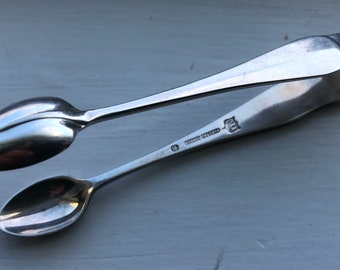 Antique D & A Nevada Silver 1901 QUEEN ANNE Small Ice/Sugar Serving Tongs/Bar Tool 4"