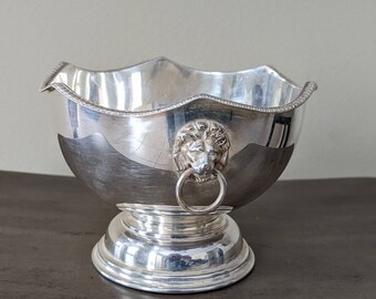 Antique Collectible RAND Silver Footed Round Lion Figural Center Piece/Bowl, England