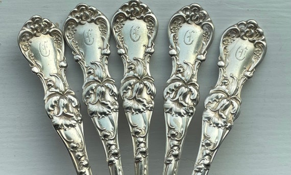 Antique Collectible 1835 R WALLACE 1903 FLORAL Teaspoon 6