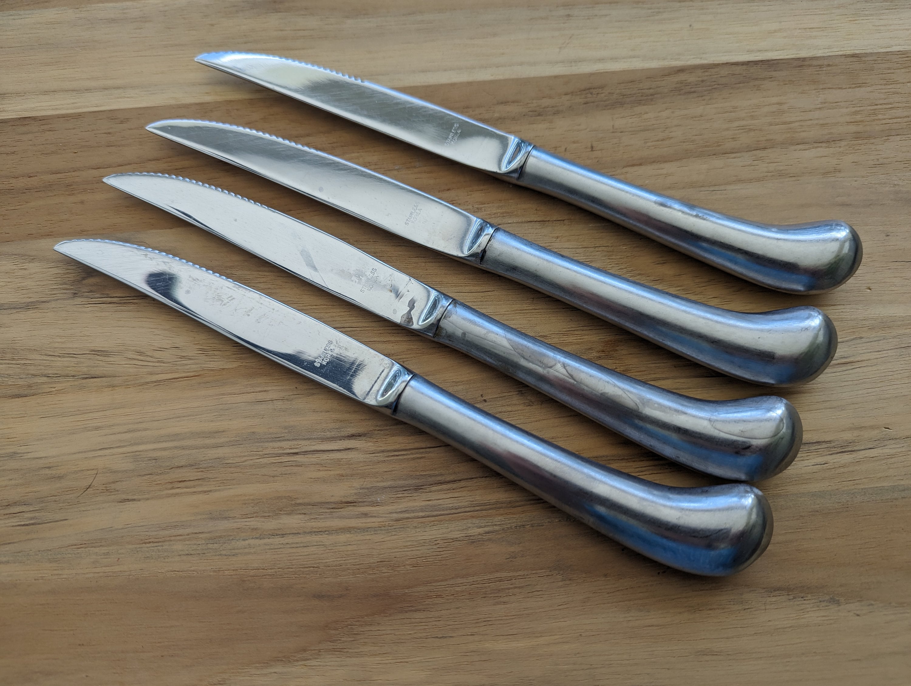 AMAZING Vintage Stainless Hollow Handle Pistol Grip Steak Dinner