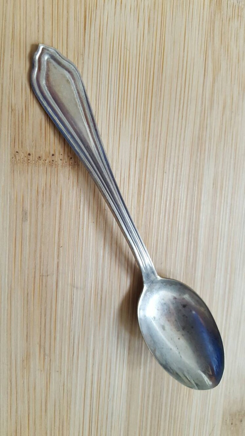Antique CROWN Silver 1911 MarquetteLa Salle Baby Spoon 4 14