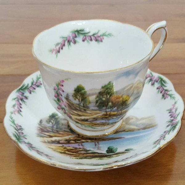 Collectible Royal Albert ROAD To The ISLES Footed Tea Cup & Saucer Set, England