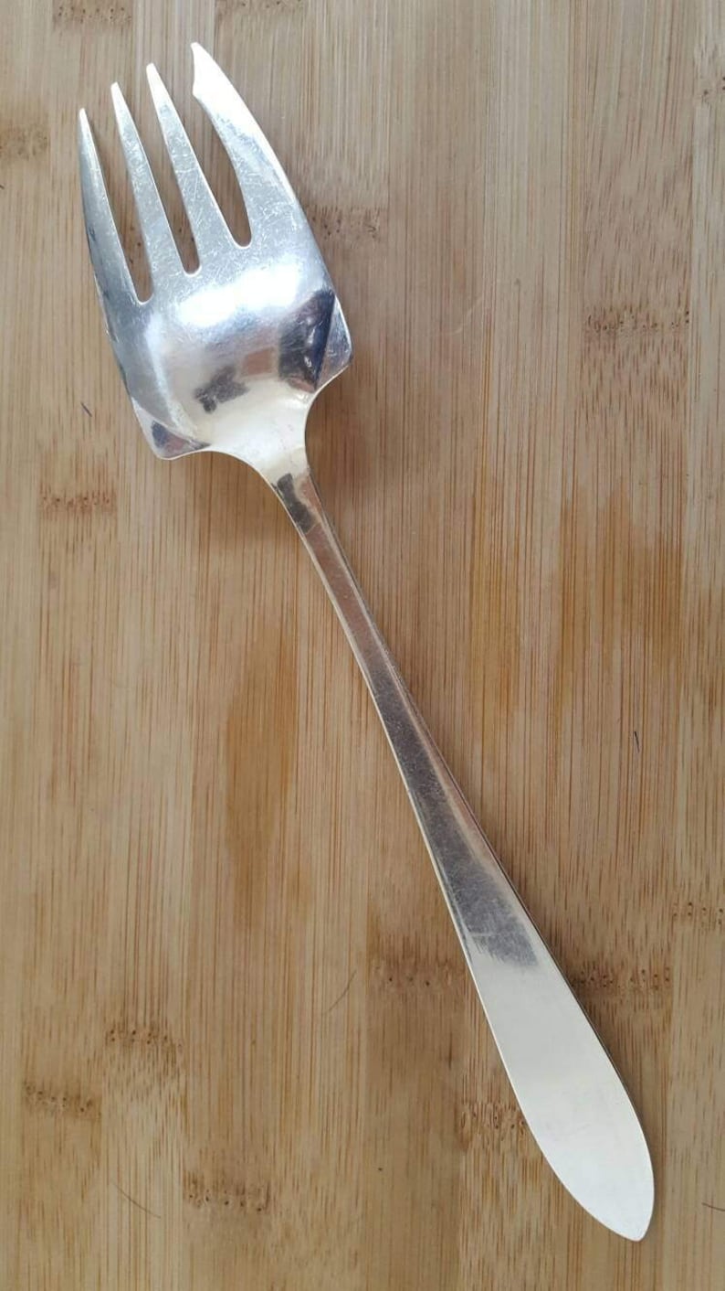 Antique Sterling Silver POINTED ANTIQUE Large BuffetCold Meat Serving Fork 10 14