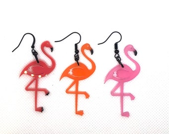 Fun Flamingos in 3 Pretty Shades of  Pink Earrings FREE SHIPPING