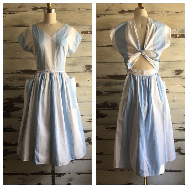 Vintage 60s/70s convertable dress / two piece / crop top / midi skirt / sailor dress // 128 - Boardwalk //