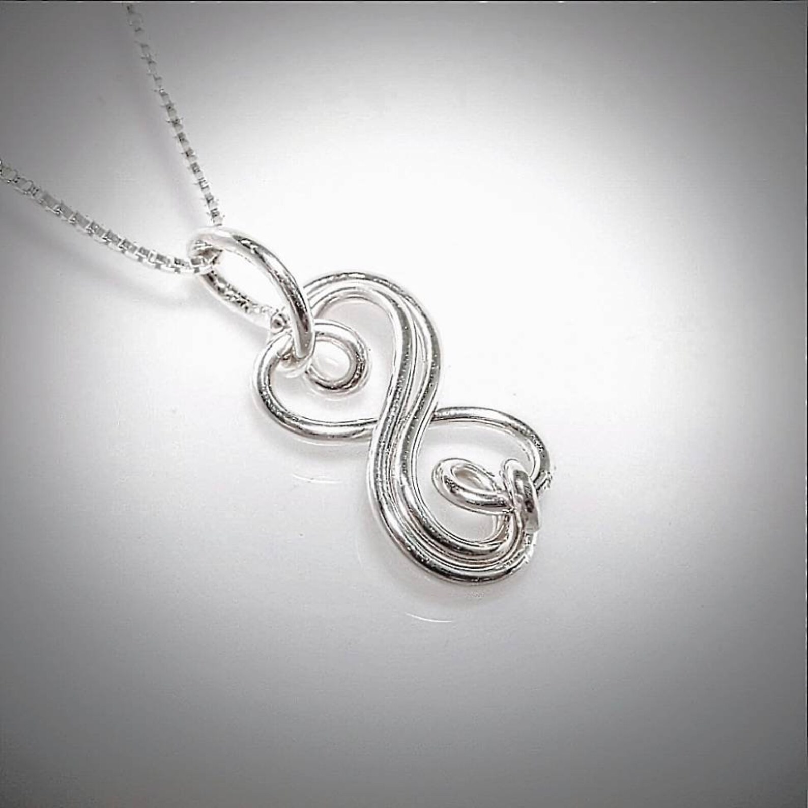 Double Heart Infinity Necklace In Sterling Silver Dainty Etsy