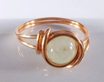 Natural Green Garnet Copper Ring, January Birthstone Ring