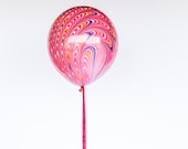 Red Marble Balloon With Velvet Ribbon