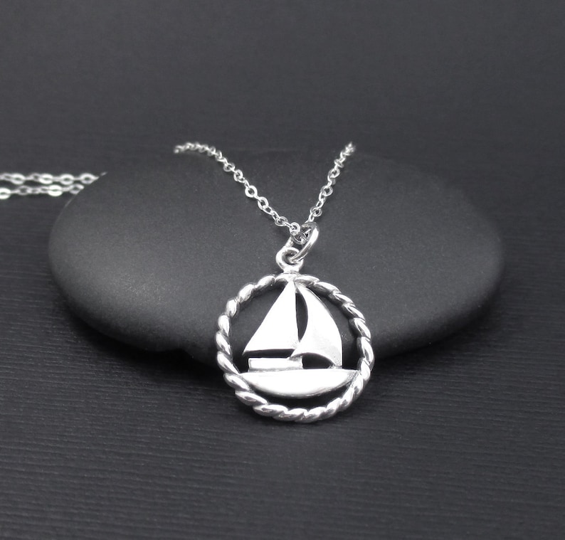 Sailboat Necklace Sterling Silver Sailboat Charm Pendant Etsy
