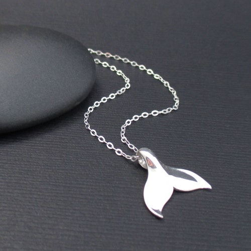 Whale Tail Necklace / 925 Sterling Silver Pendant Ocean Charm - Etsy