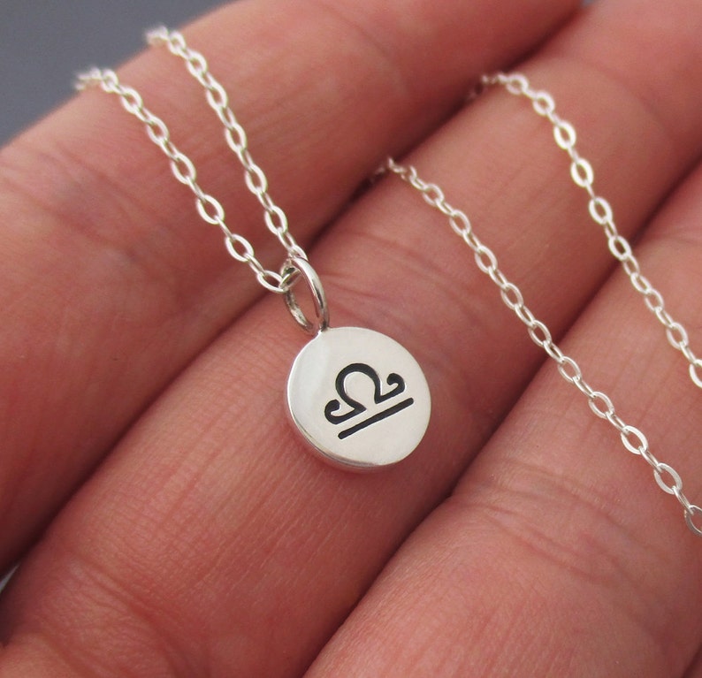 Libra Necklace Sterling Silver Libra Zodiac Charm Pendant Etsy
