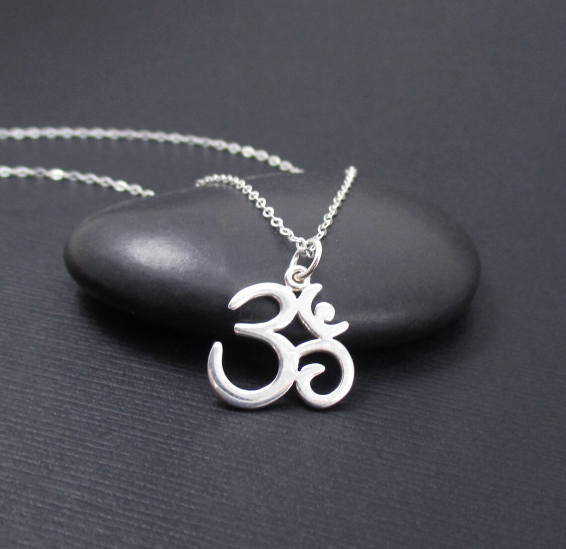 Om Symbol Necklace Sterling Silver Om Necklace Ohm Necklace Etsy
