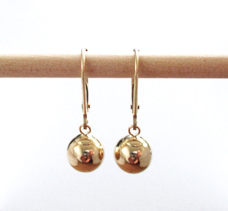 Ball Earrings 14K Solid Gold Ball Bead Earrings 8mm Ball Bead Etsy