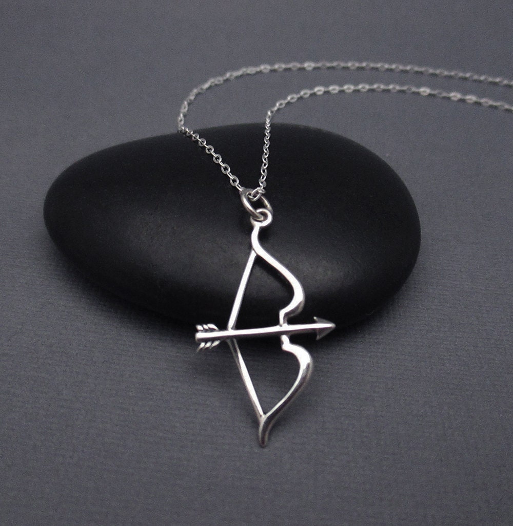 Bow and Arrow Necklace Sterling Silver 925 Archery Gift Etsy