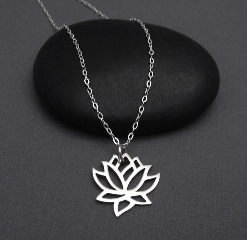 Lotus Necklace Sterling Silver Lotus Flower Necklace Lotus - Etsy