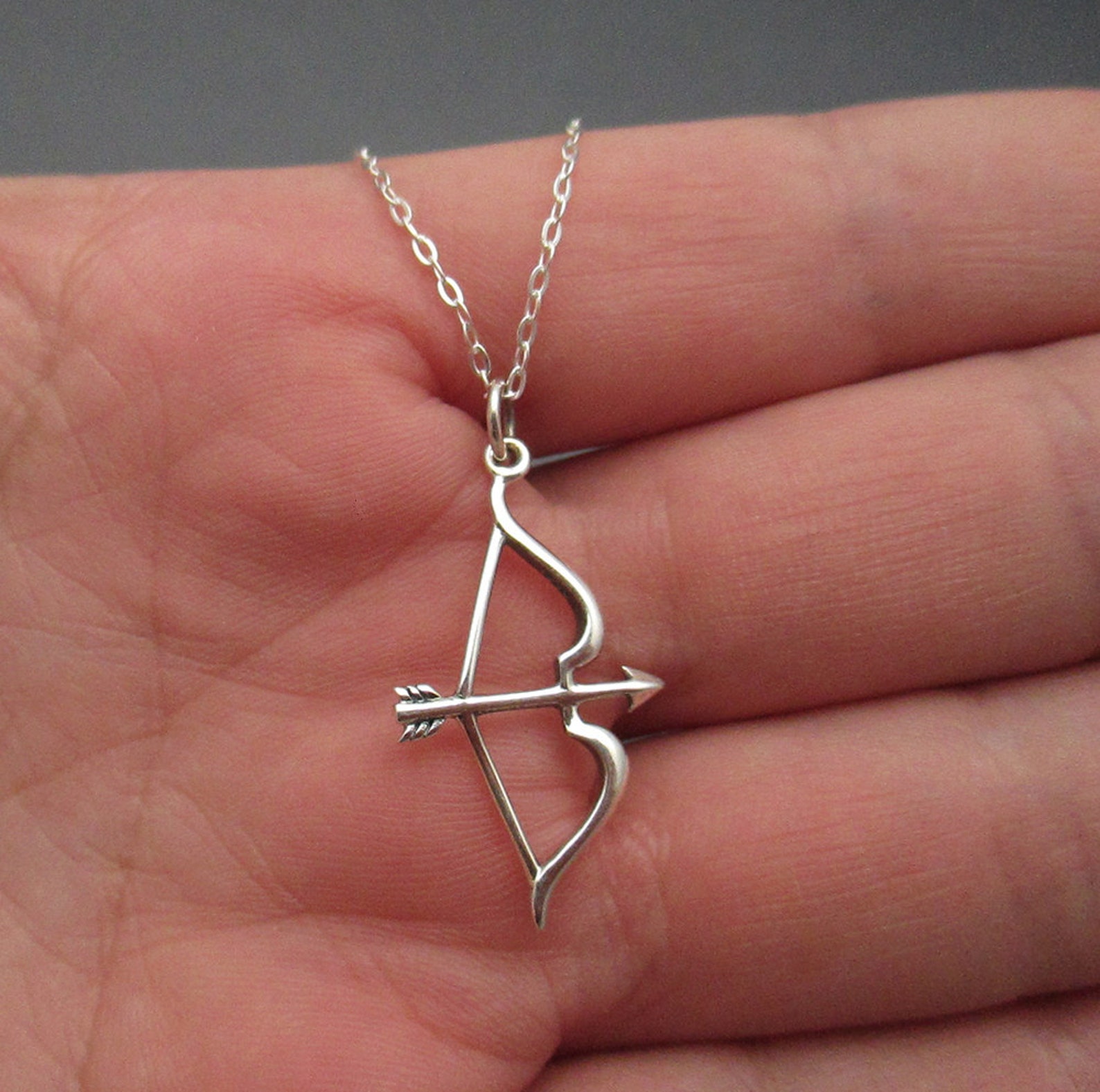 Bow and Arrow Necklace Sterling Silver 925 Archery Gift Etsy