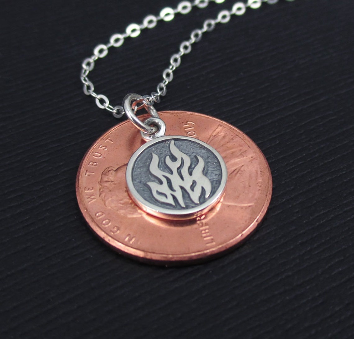 Fire Element Necklace Sterling Silver Fire Necklace Aries Etsy