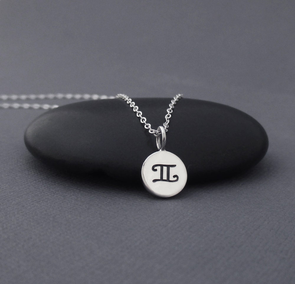 Gemini Necklace Sterling Silver Gemini Zodiac Charm Pendant Etsy