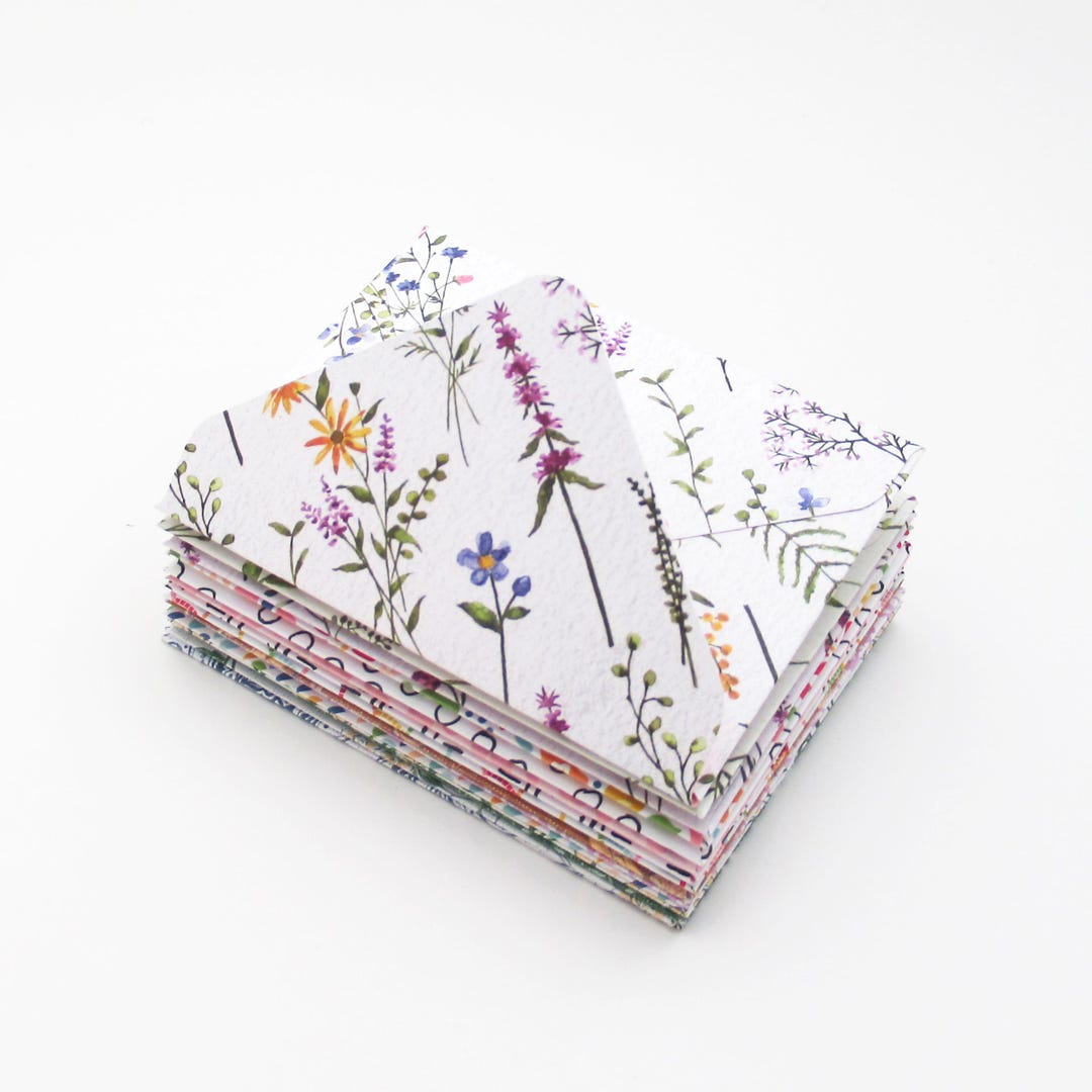 Assorted Mini Envelopes Set, 3.75" X 2.86", Handmade Floral Botanical ...