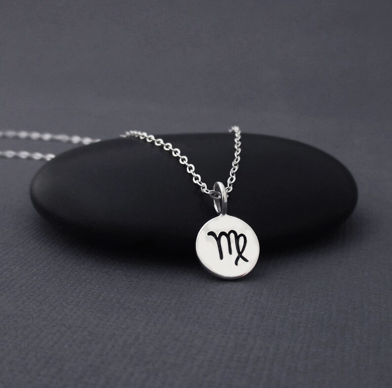 Virgo Necklace Sterling Silver Virgoi Zodiac Charm Pendant Etsy