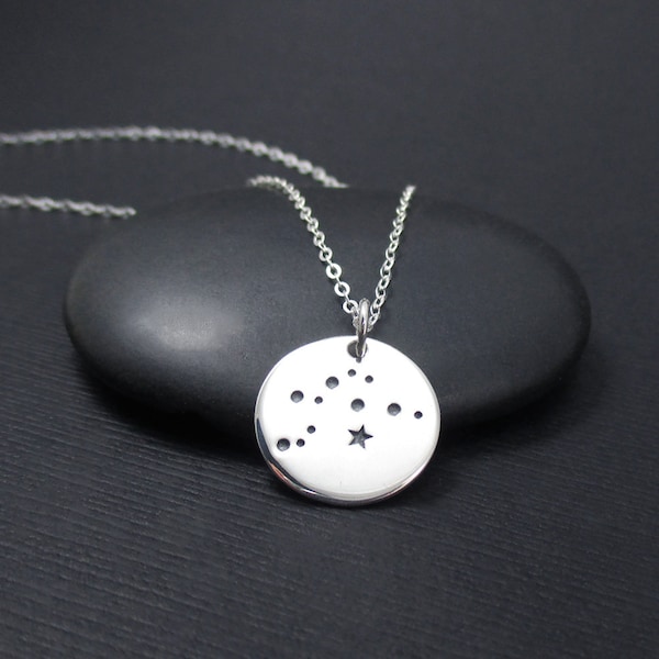 Aquarius Constellation Necklace Sterling Silver Aquarius Constellation Charm Pendant, Zodiac Necklace, Zodiac Jewelry
