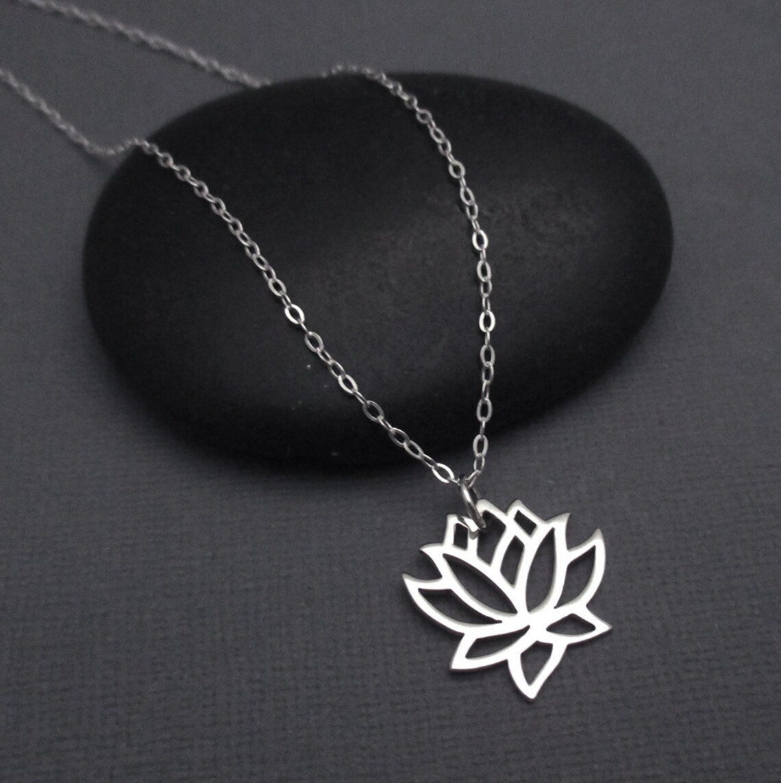 Lotus Necklace Sterling Silver Lotus Flower Necklace Lotus Etsy