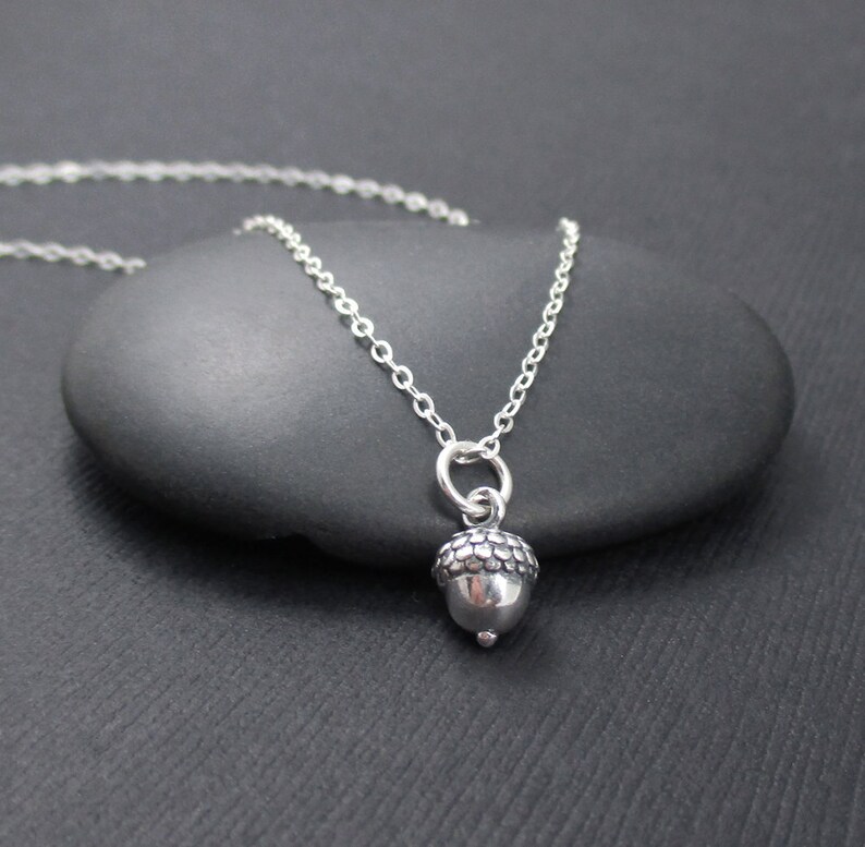 Acorn Necklace Sterling Silver Teeny Tiny Acorn Charm Pendant Nature Jewelry