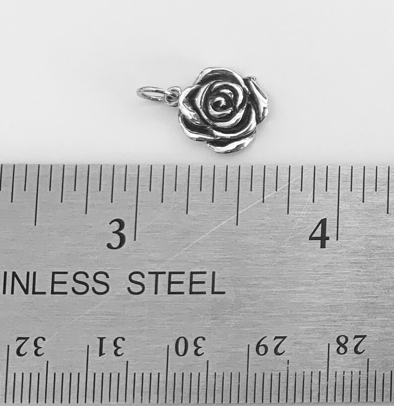 Rose Necklace Sterling Silver Rose Flower Necklace Rose Charm Etsy