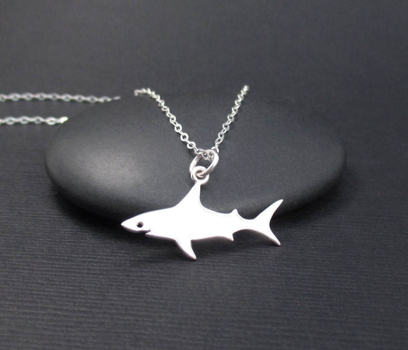 Shark Necklace Sterling Silver Great White Shark Necklace - Etsy