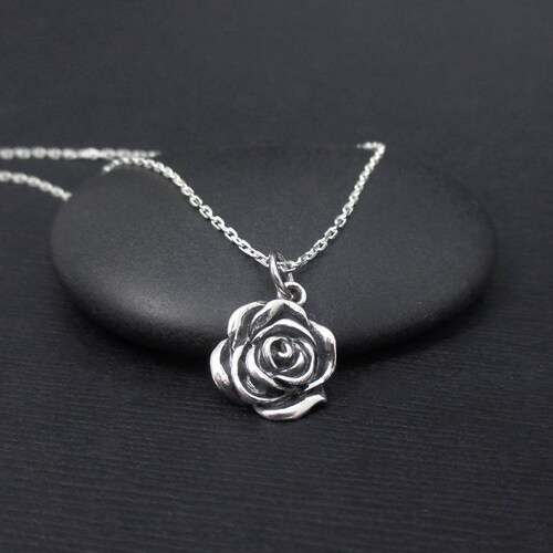 Rose Charm Necklace Silver main image 0