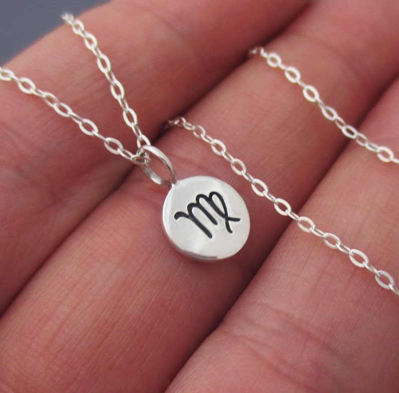 Virgo Necklace Sterling Silver Virgoi Zodiac Charm Pendant Etsy