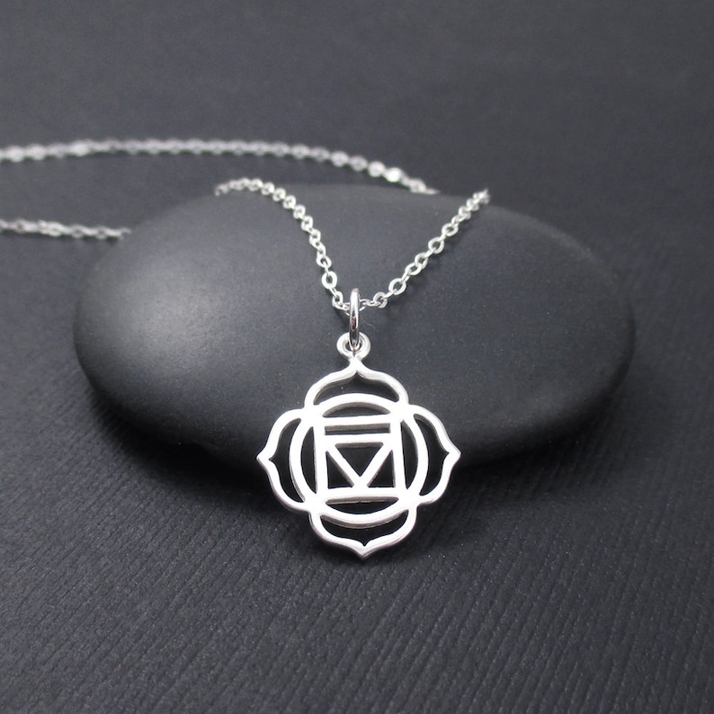 Root Chakra Necklace Sterling Silver Root CHakra CHarm Pendant Chakra Jewelry Yoga Spirit Necklace Yoga Gift Yoga Jewelry