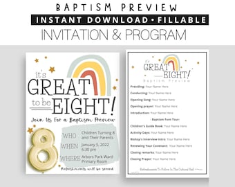 Baptism Preview Invitation and Program I Digital Editable Printable Download