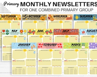 Primary Monthly Newsletters I Fillable I Printable