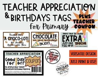 Teacher Appreciation I Volunteer I Birthday Tags