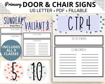 Primary Class Door Signs