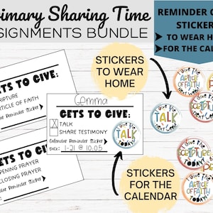 Primary Sharing Time Assignment Handout & Stickers