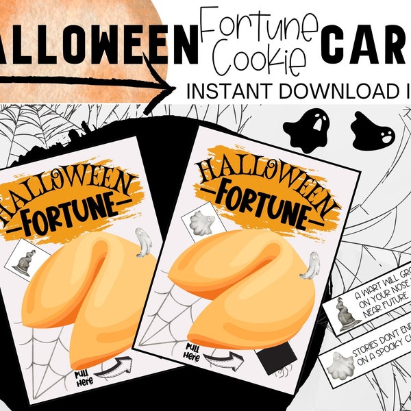 Halloween Fortune Cookie Cards l Non-Candy Treats! Instant Download