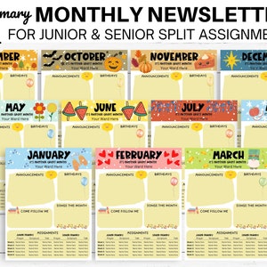 Primary Monthly Newsletters - Editable - Printable