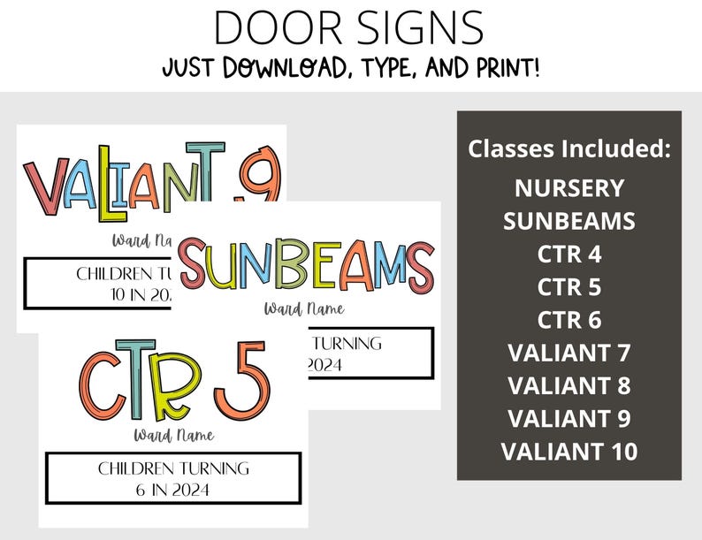 Primary Class Signs- Simplified-instant Download - Etsy