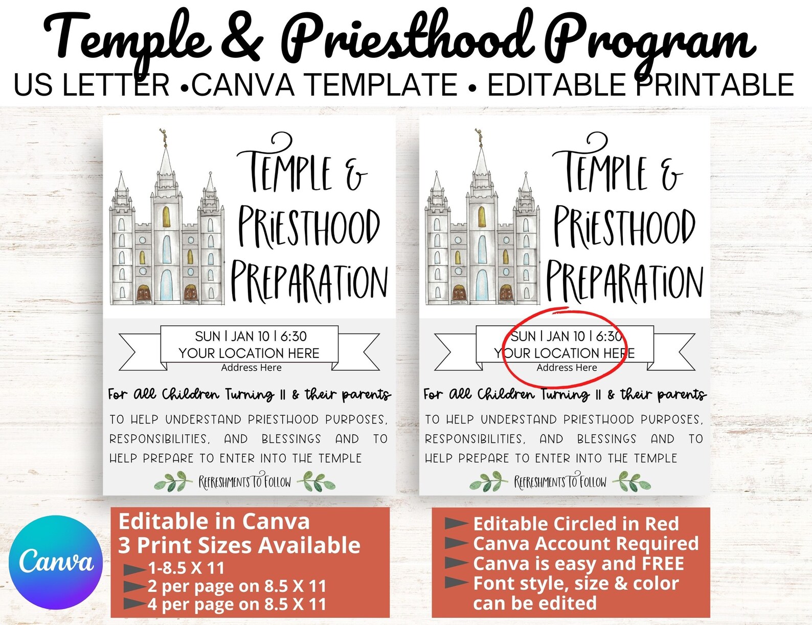 Temple and Priesthood Preview Invitation and Program L Digital - Etsy