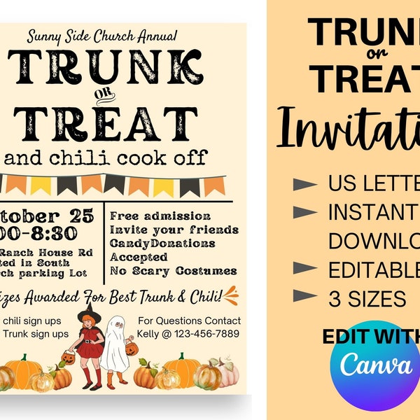 Trunk or Treat Halloween Invitation l Flyer