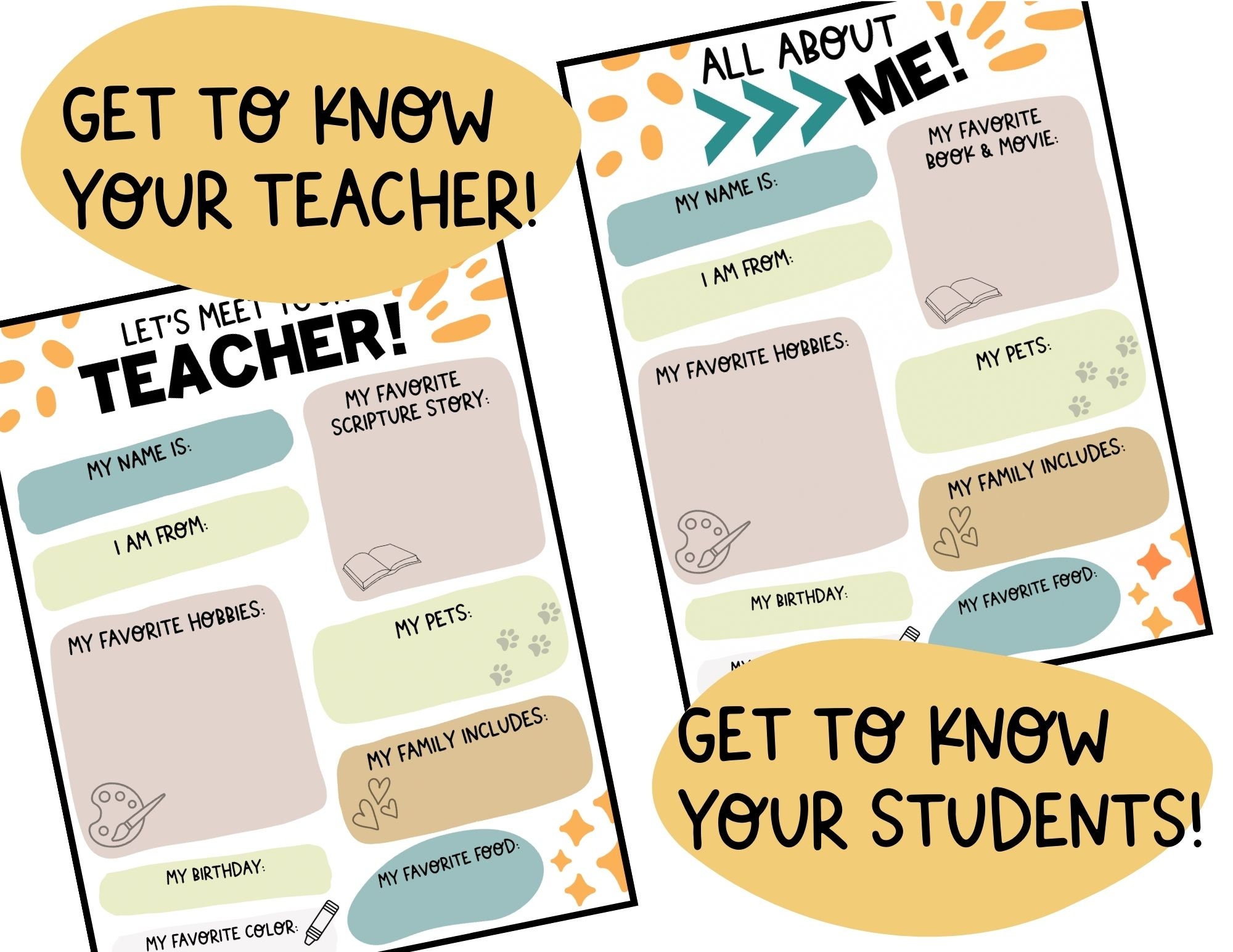 Get to Know You Games L All About Me Bundle Etsy