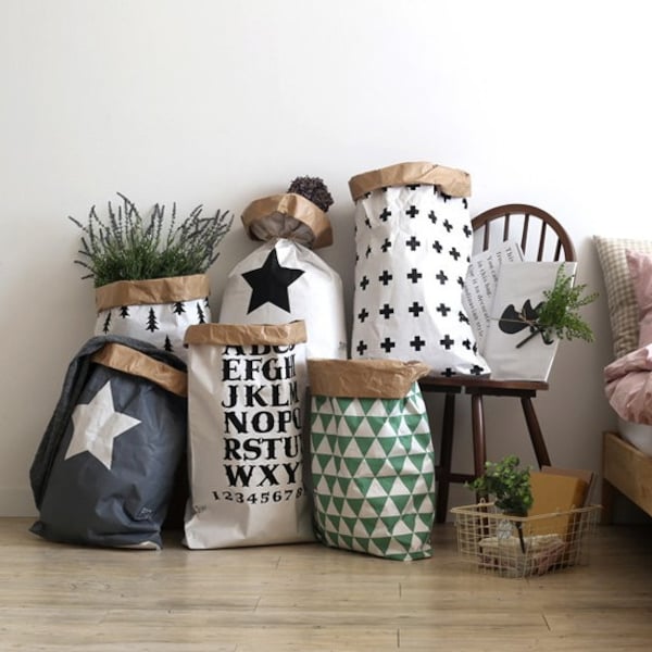 Geometryczna torba papierowa, pojemnik na bagaż, kosz do przechowywania, Zabawka, Dekoracja dziecięca, torba papierowa