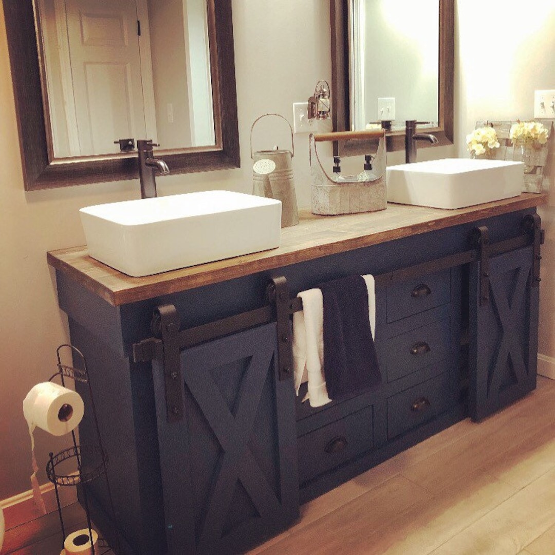 Double Bathroom Vanity With Sliding Barn Doors - Etsy, image size:1080x1080