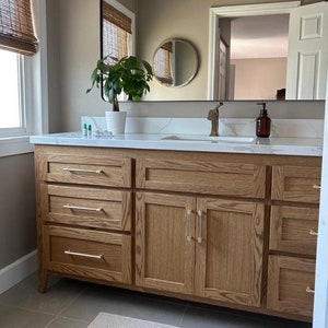 Tapered White Oak Single Vanity Base