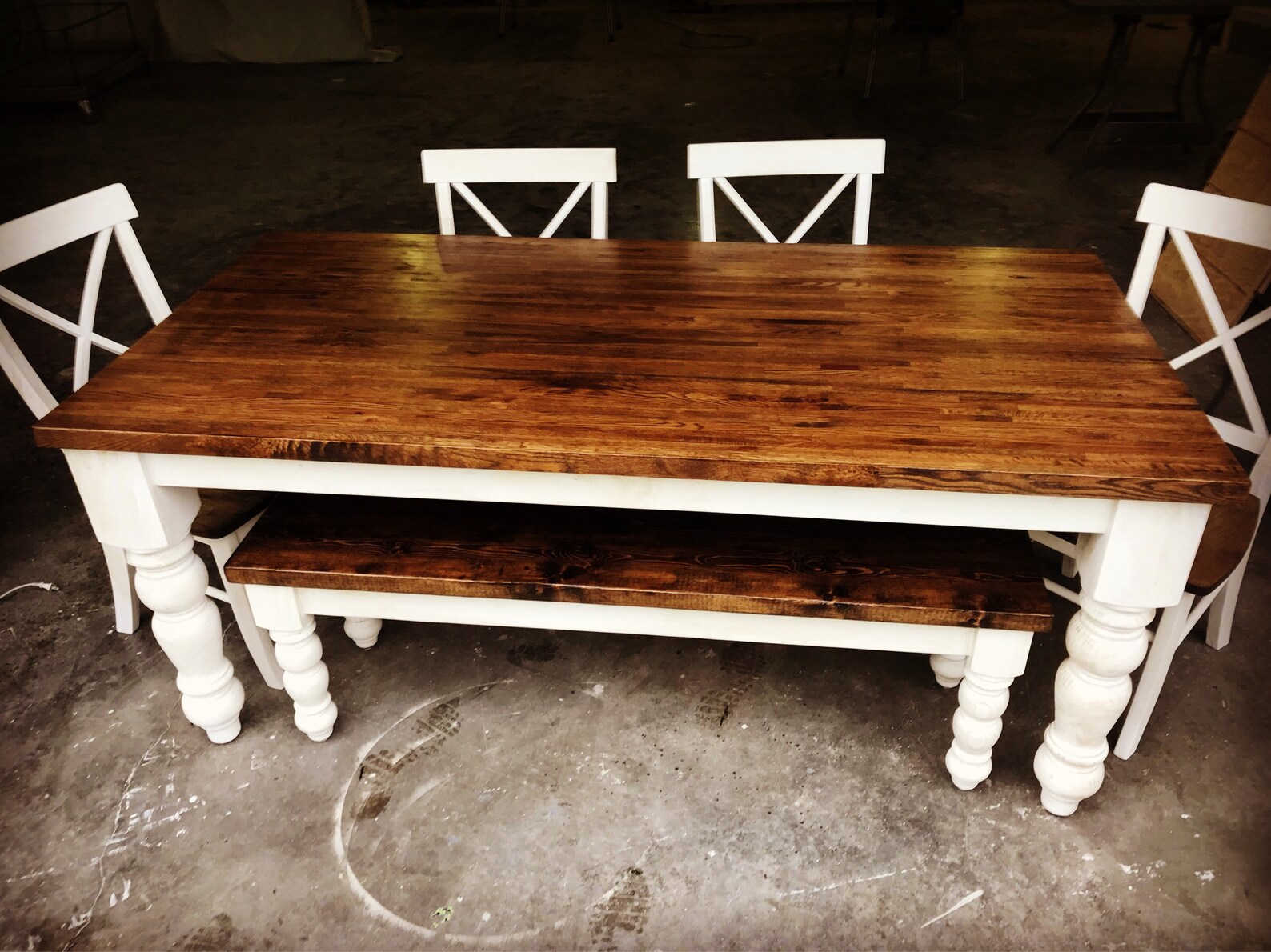 Spindle leg dining table Etsy