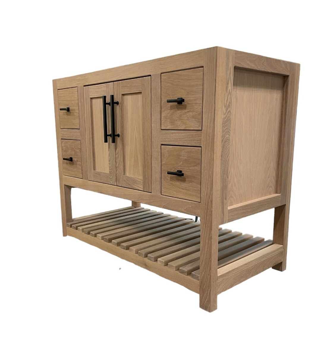 White Oak Single Bathroom Vanity W/ Slats - Etsy